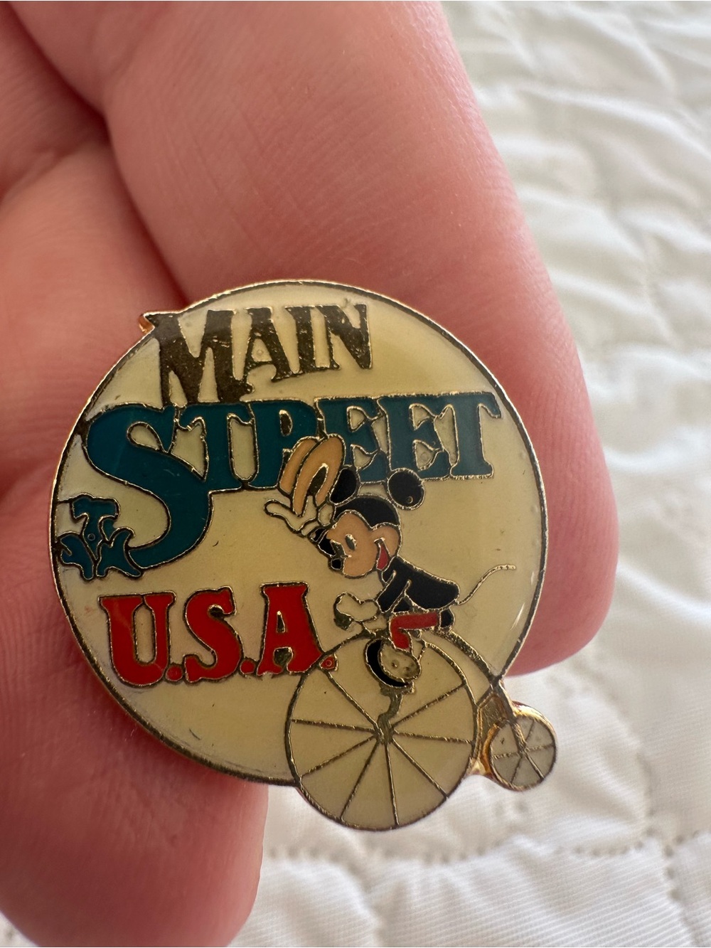 Vintage Enamel Wall Pin - Cream, Blue, Red